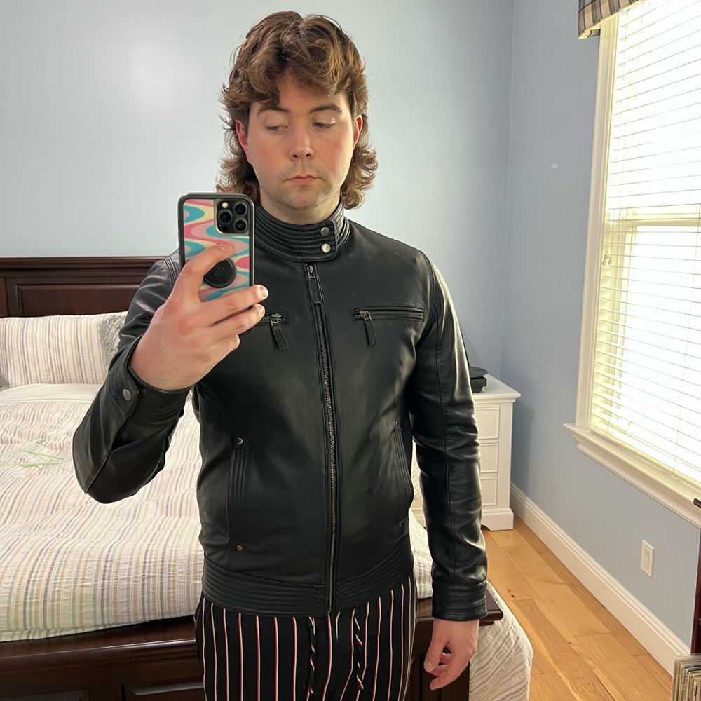 7 Diamonds Men’s Size XL Black Leather Jacket